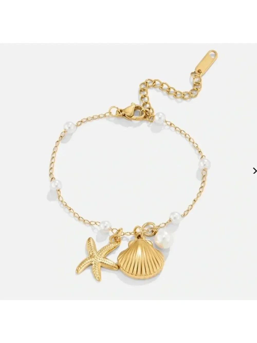 SeaShell 18K Gold Stainless Steel Waterproof Charm Bracelet
